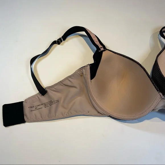 38C Vince Camuto nude and black full figure t-shirt cup bra w comfort straps - Picture 9 of 11